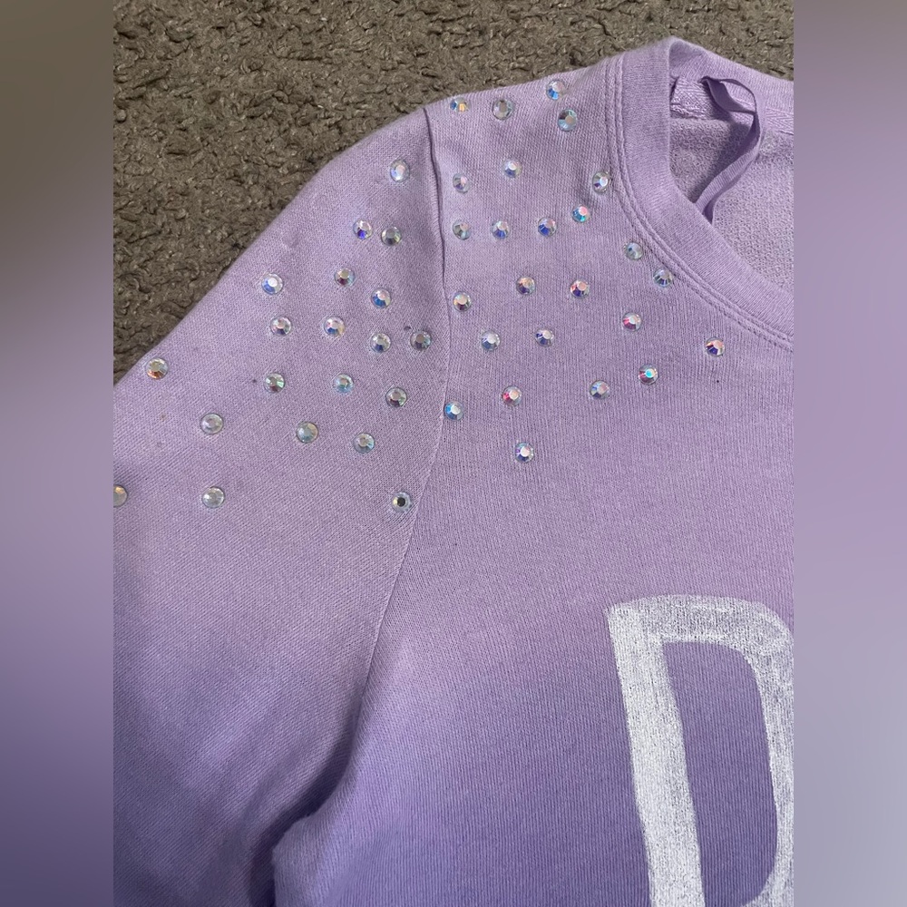 PINK Victoria’s Secret Long Sleeve Crew Neck Shirt Ombre with Rhinestones - Picture 7 of 15